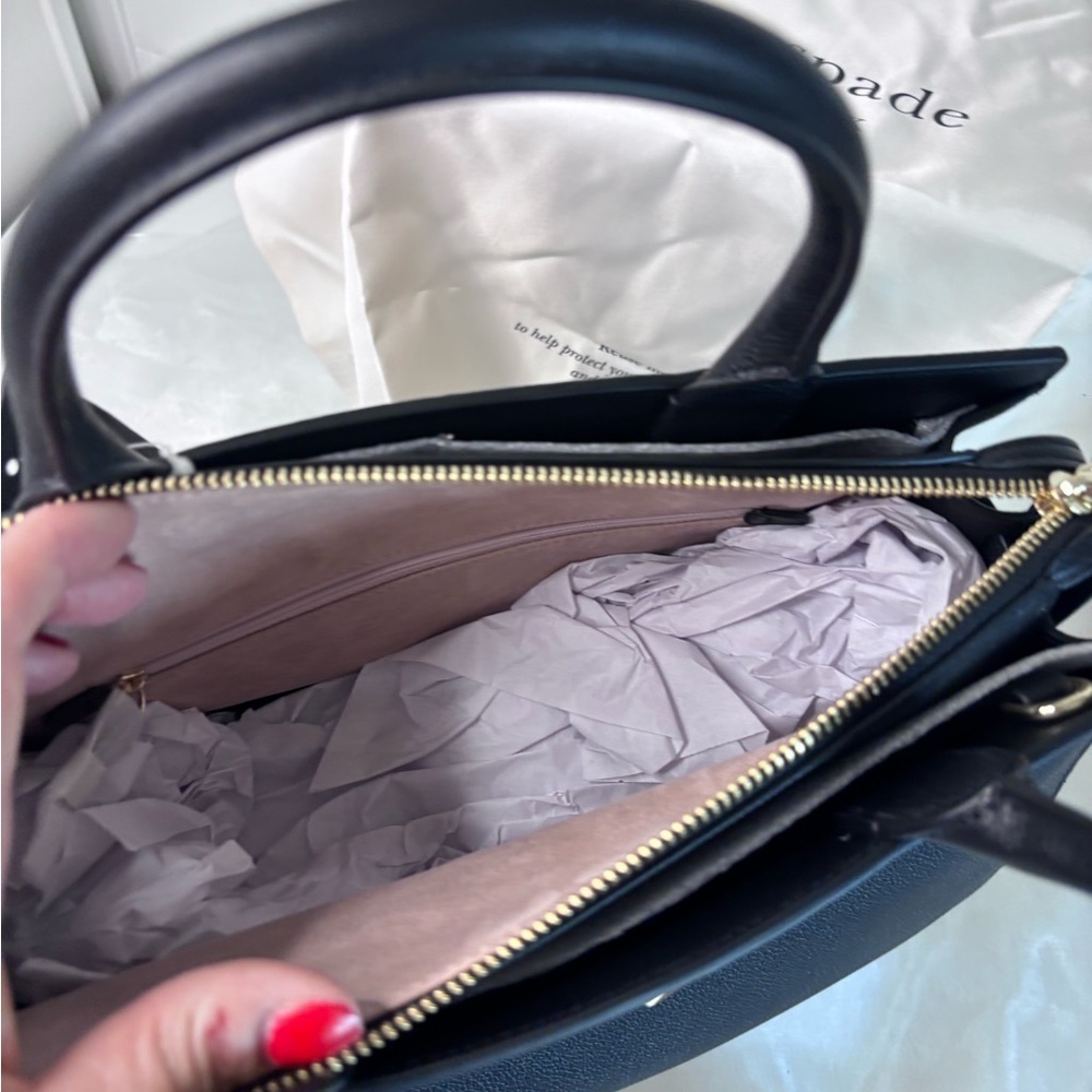 kate spade new york Deco Pebbled Leather Medium Satchel Black - Picture 8 of 15